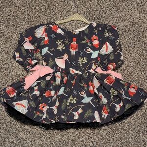 Be Girl Clothing Nutcracker Holiday Christmas Dress Pink Bows 12 Months - Rare!!
